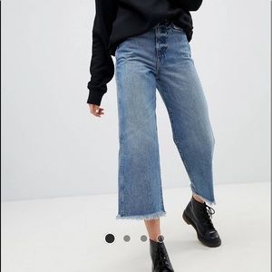 WEEKDAY high rise, wide leg, raw hem jeans